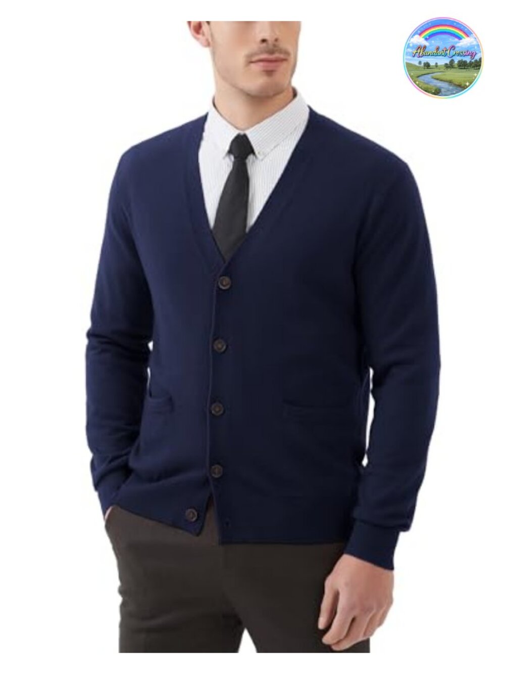 Men's Wool Blend V-Neck Cardigan Button Down Long Sleeve with Pockets
